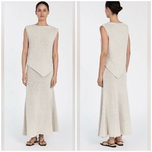 NWOT Dissh Althea Stone Knit Top (XS) & Maxi Skirt (S) Set Beige